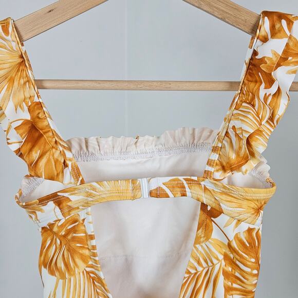 Janie and Jack Yellow One Piece Swimsuit Tropical Palm Bathing Suit | Girl's 6 - Picture 12 of 16